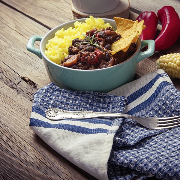 Vegane Variante des Klassikers Chili con Carne mit Jackfruit statt Fleisch. (Quelle: Lotao)