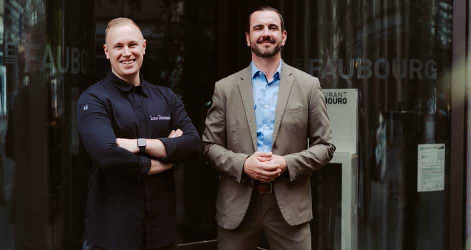 Lukas Hackenberg und Sommelier Kai Müller aus dem Le Faubourg.