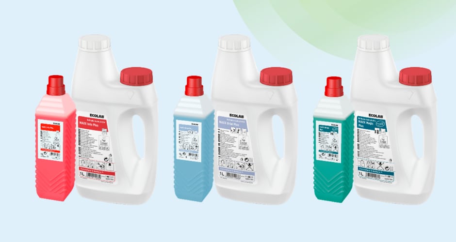 Mit dem neuen Produktprogramm MAXX Plus präsentiert Ecolab drei verschiedene Hochkonzentrate zur Verbesserung von Nachhaltigkeit, Steigerung der Produktivität und Optimierung der Kosten.
