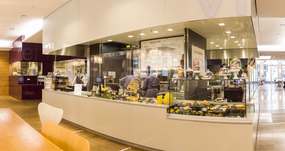 Ausgabetheke eines Outlets bei Union Investment, betrieben von Genuss & Harmonie.